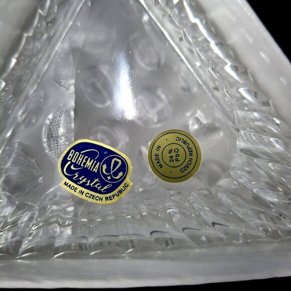 Bohemian Crystal Trinket Box Czech Republic Triangle Original Stickers and Box - Picture 7 of 13